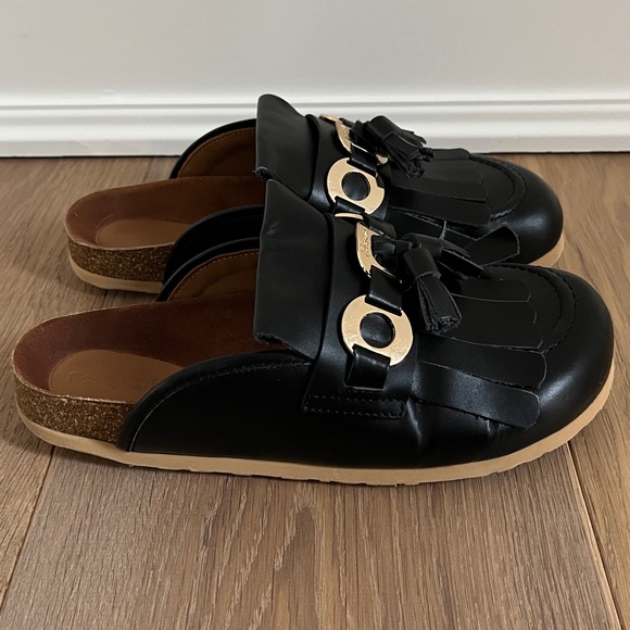 See by Chloé Black Lyvi Mules. Calfskin Leather See by Chloe Slip On Sandals. - Picture 6 of 16